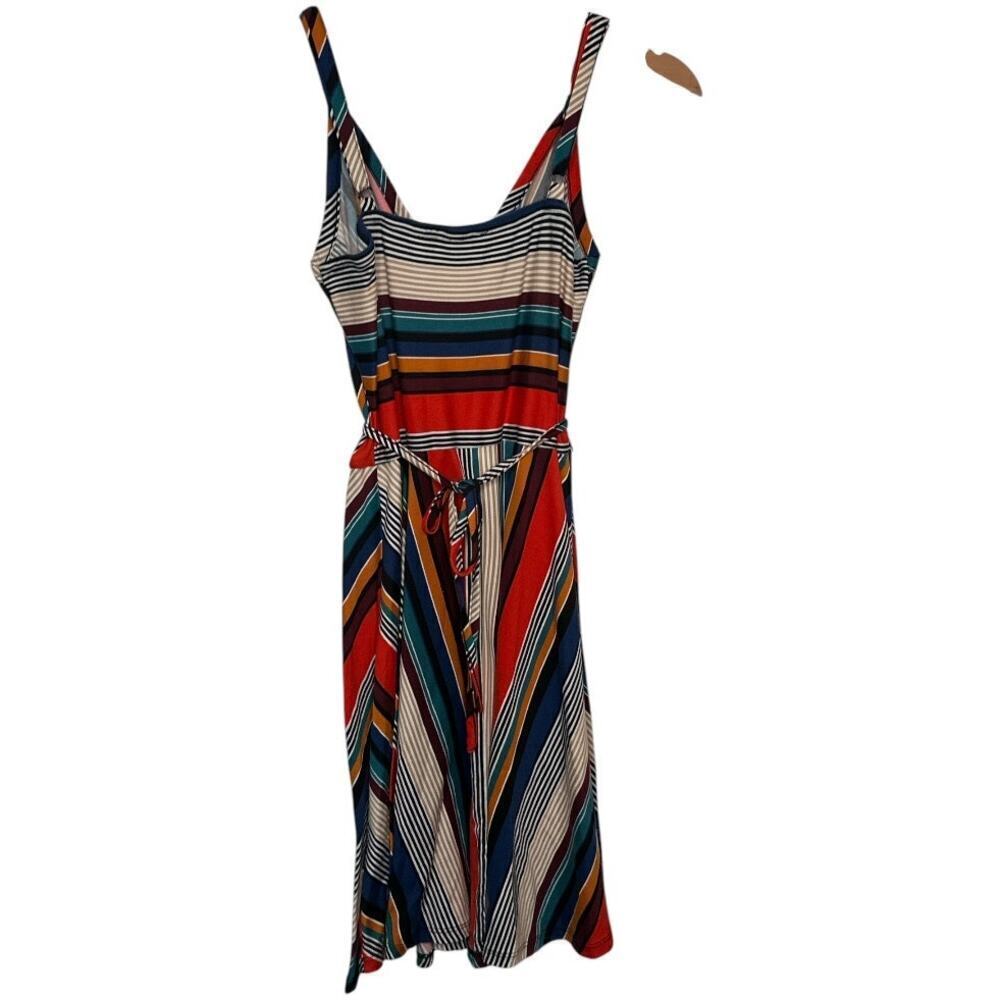 Venus Multicolor Striped Sleeveless Self Tie Waist Sundress Short Dress Size S - Picture 4 of 7